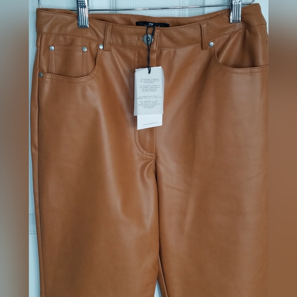 NWT 7 For All Mankind Women's Faux Leather Pants Size Medium Camel - Picture 3 of 16